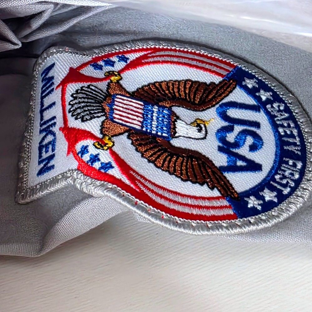 Riverside Mens Gray Short Sleeve Work Shirt 18.5 Neck Deadstock USA Eagle Patch - Picture 3 of 6